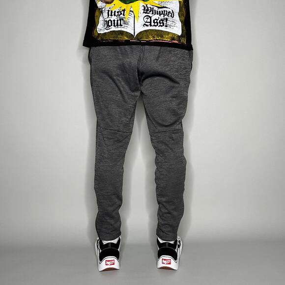 Adidas Sweatpants Dark Heather Grey Joggers Black Logo Ankle Zippers to Flare - Picture 3 of 4